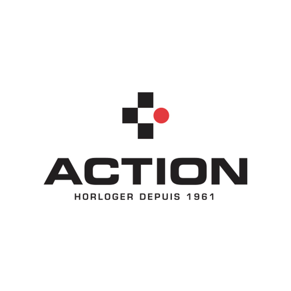 Logo des montres Action noir et rouge